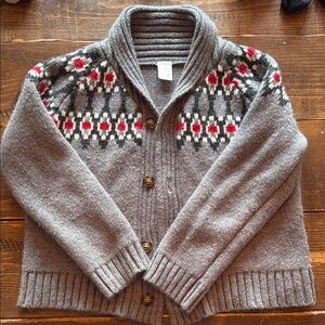 Kids Gray Cardigan with Red and Black Pattern